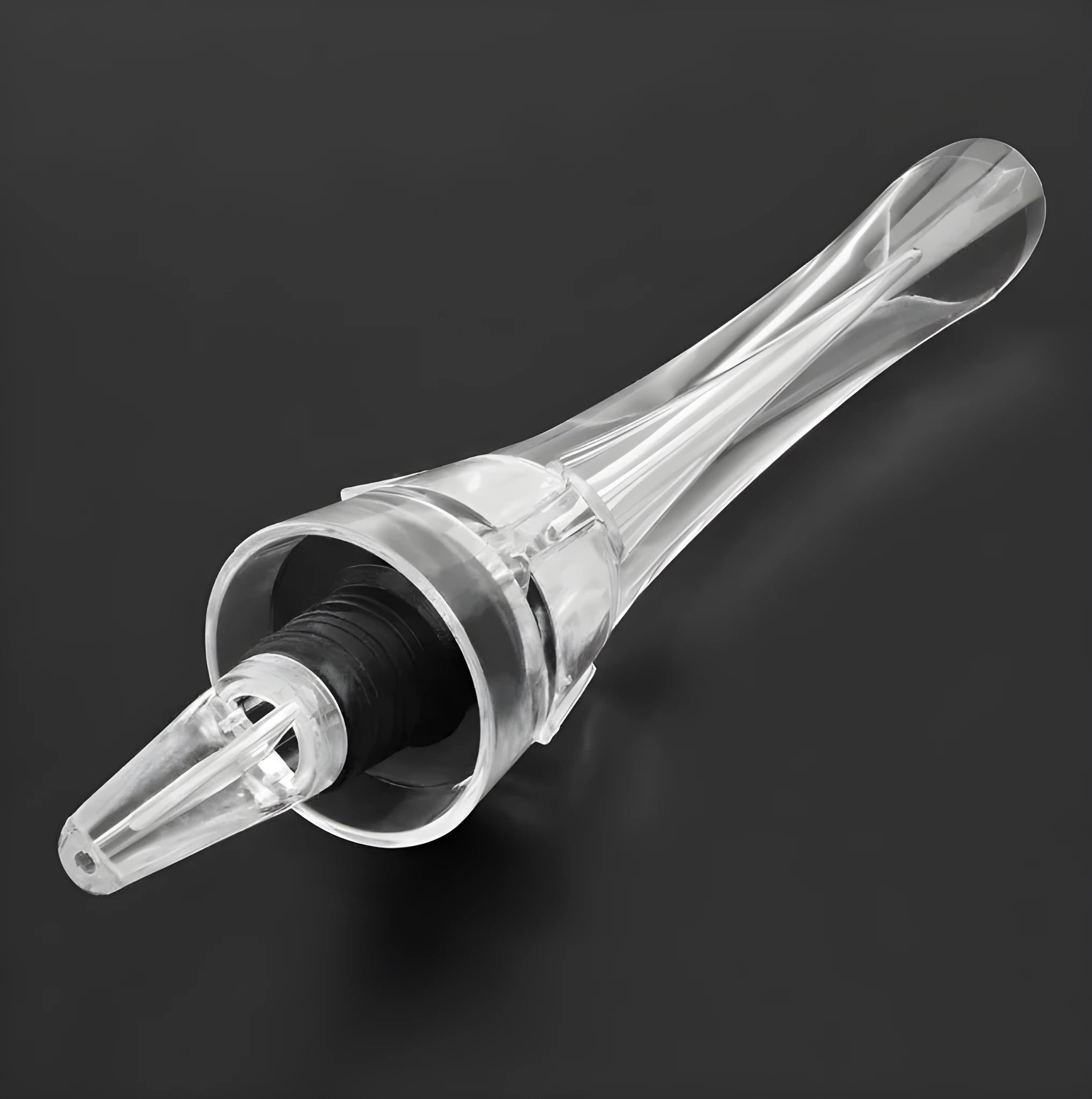 16cm long acrylic wine aerator with a stainless steel filter for instant pouring.