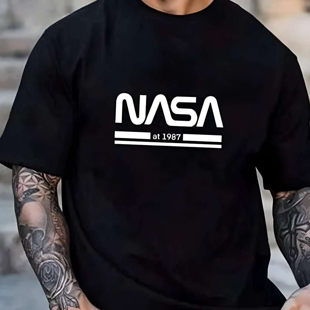 Men's slim-fit solid colour cotton short sleeve t-shirt on a hanger.