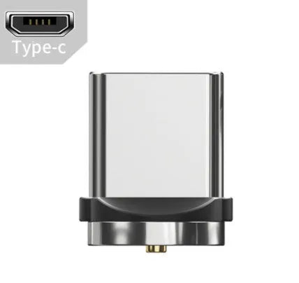 Essager black magnetic charging cable with blue LED light, showing 360-degree rotating connector.
