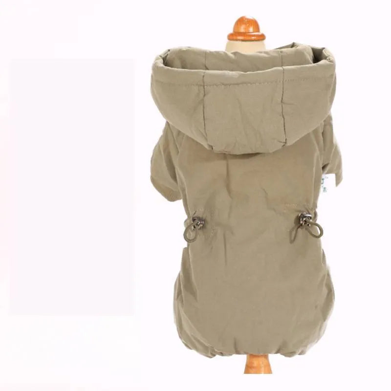 Autumn winter four-leg small dog padded cotton coat in grey loose fit thick lining