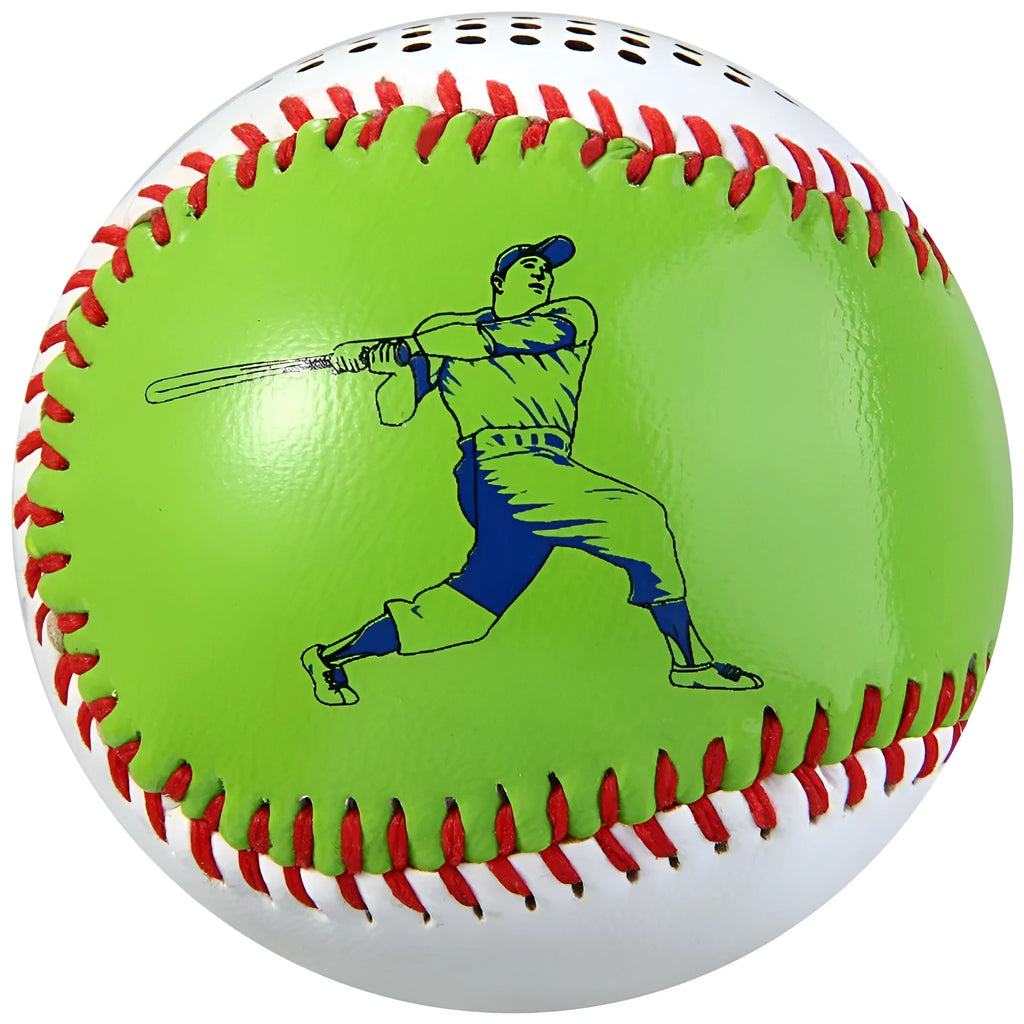 Baseball-styled Bluetooth wireless speaker in green colour with USB charging port