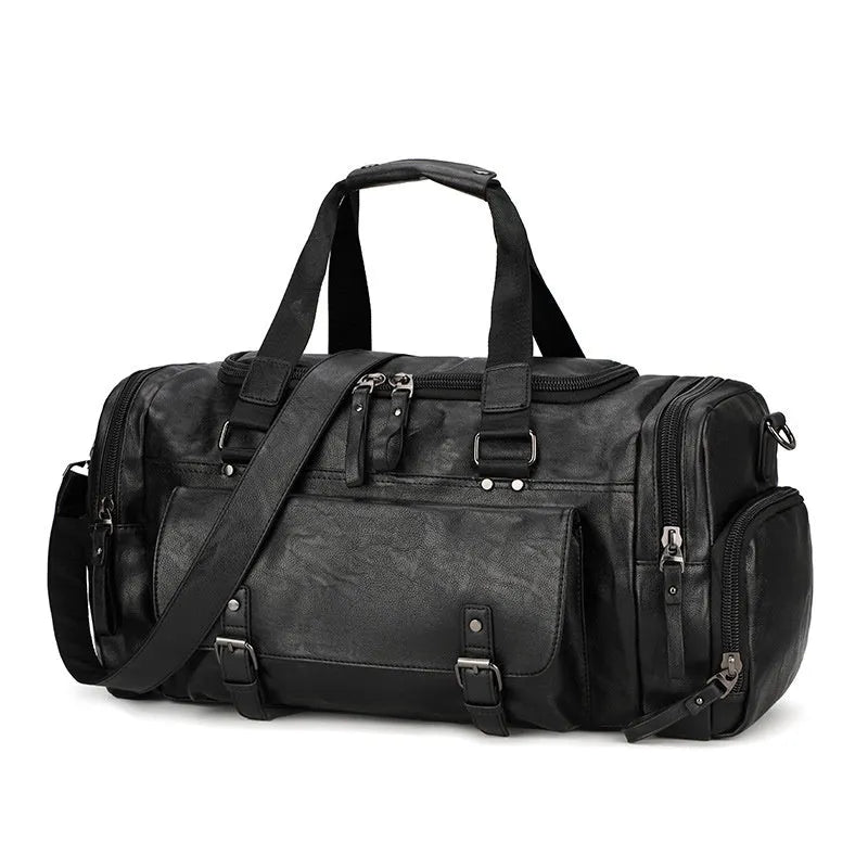 Black large capacity travel shoe bag with dimensions 52cm by 19cm by 27cm
