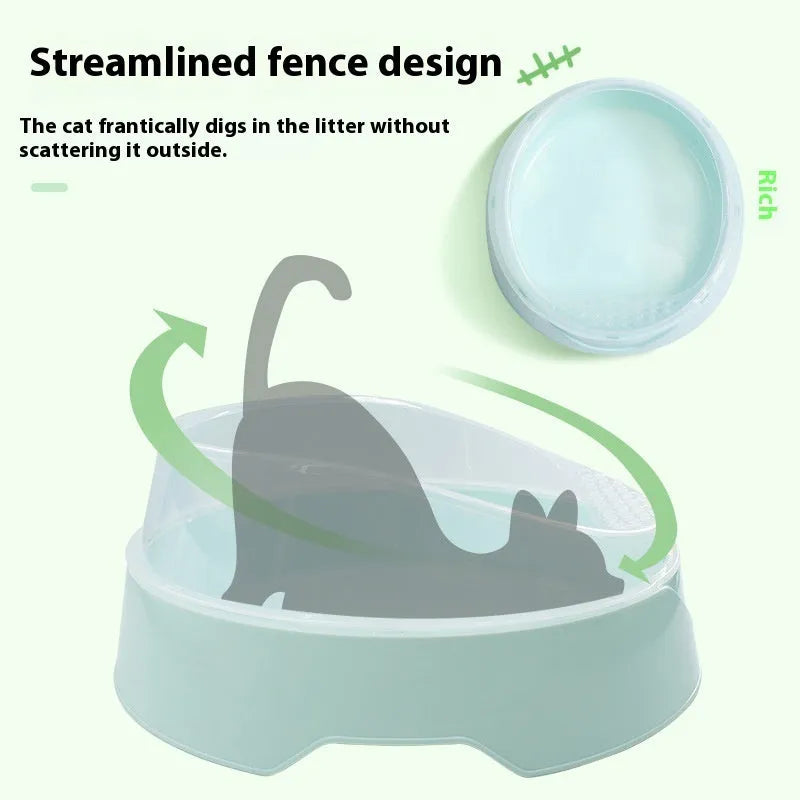 Plastic deodorant round cat litter box in mint green or pink colour, available in large and small sizes