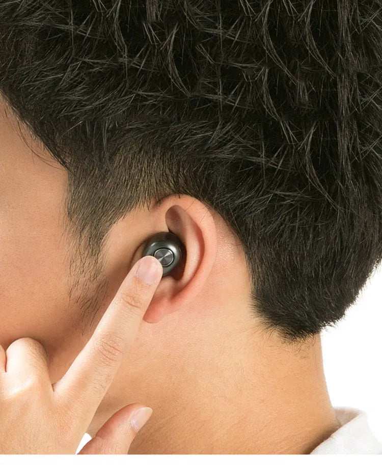 Black wireless Bluetooth headset with call function