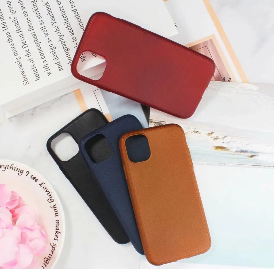 Leather iPhone case with TPU inner shell in Black, Brown, Navy Blue and Wine Red colours