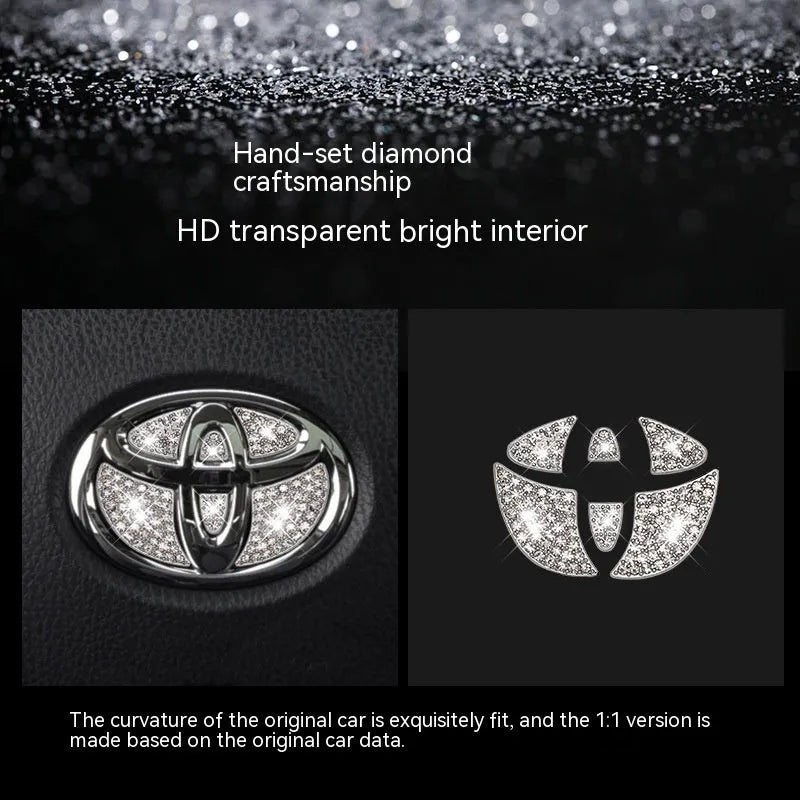 Zinc alloy diamond decorative sticker for Toyota car steering wheel.