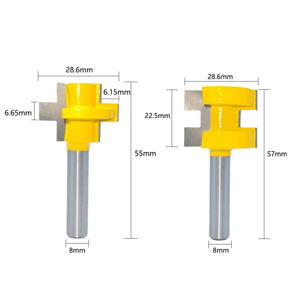 Yellow hard alloy T-slot milling cutter with 30mm blade and 8mm shank