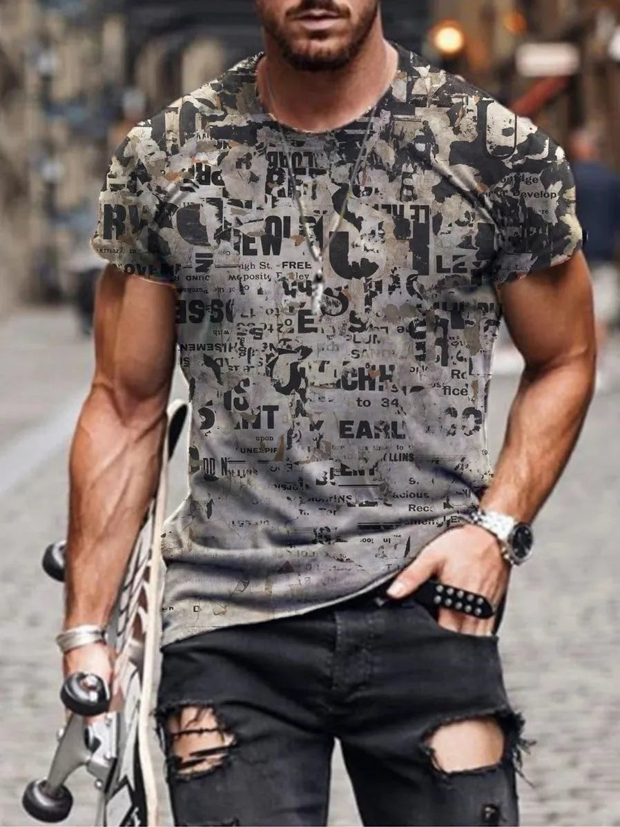 Men's camouflage print short-sleeve T-shirt in a loose fit