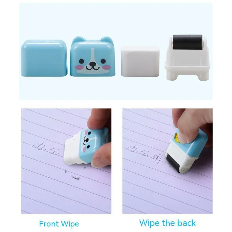 Pack of 6 mixed colour anti-dandruff cartoon animal erasers for children