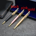 Gold foil metal ballpoint pen 13.8cm with 1mm tip on white background