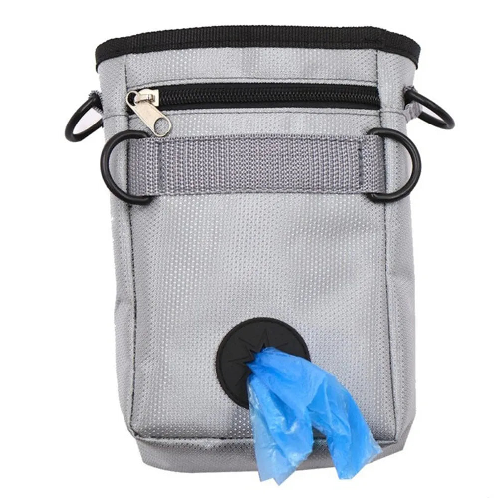 Black dog training belt bag made from Oxford cloth and polyester with adjustable belt