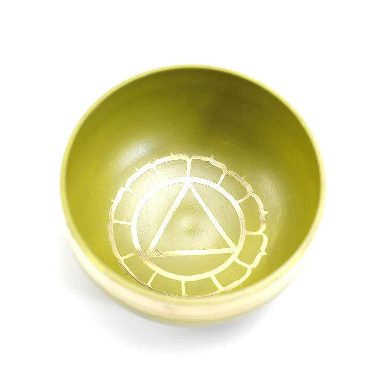 Handmade colourful Himalayan singing bowl percussion instrument with mallet for meditation and yoga