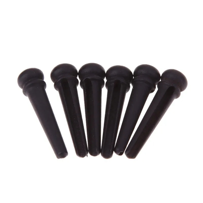 Six ebony folk guitar string nails with matt black finish for 40-42 inch acoustic guitars