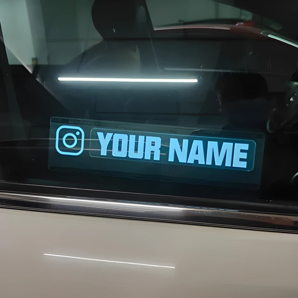 Electroluminescent car window sticker with foundation white glow, 0.5mm thickness, includes driver and cable