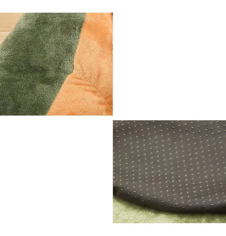 Soft coffee-coloured cotton pet bed with fluffy fleece interior and a raised bolster edge for a cat or small dog.