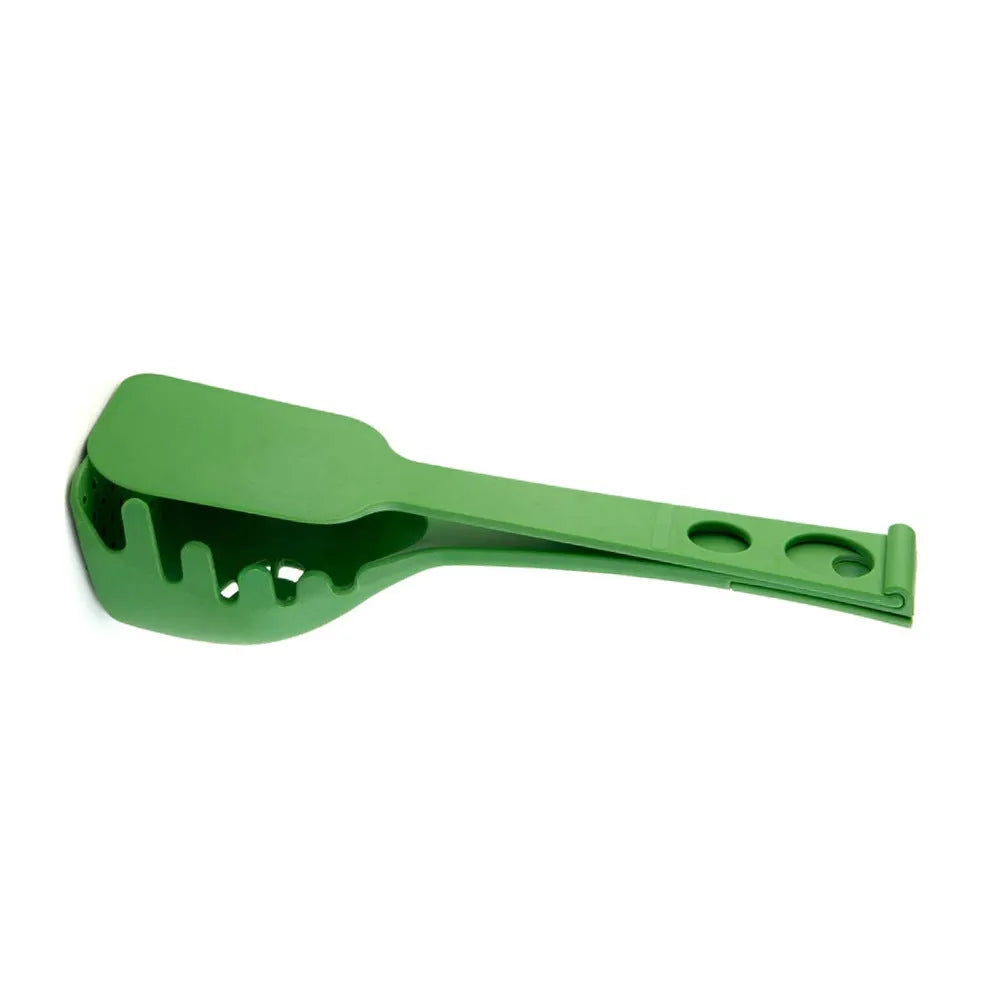 Plastic kitchen utensil set showing multifunction shovel and spaghetti serving spoon