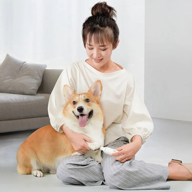 White pet electric nail polisher for cats and dogs, compact ABS body, low noise grinder