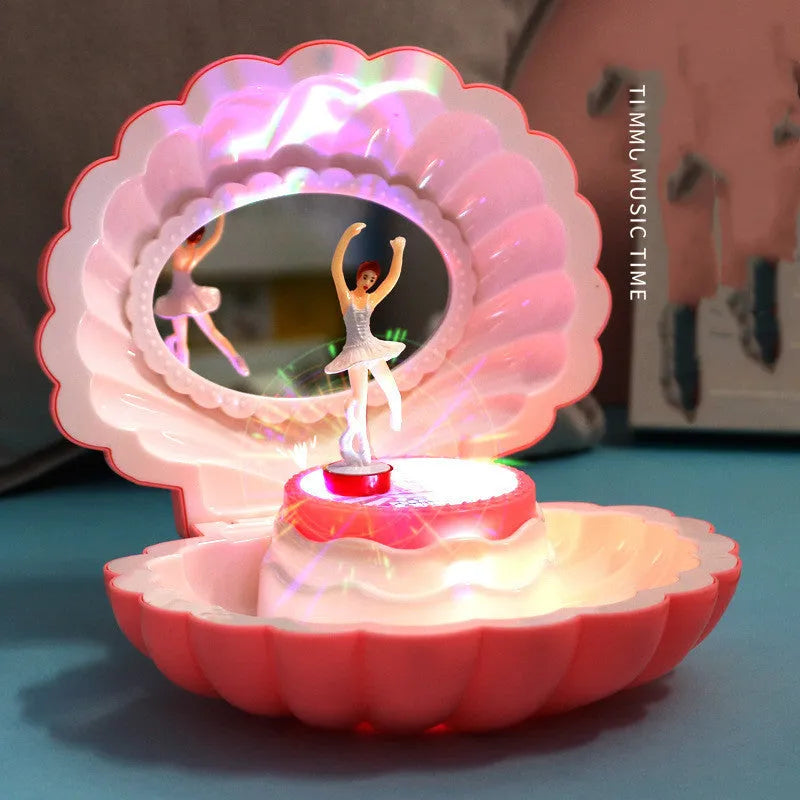 Shell ballet girl music box, plastic, 160x130x155mm, random colour, wind-up mechanism
