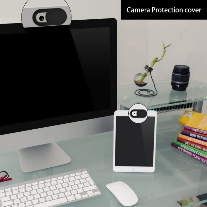 Plastic camera privacy cover 18.5mm x 9mm x 0.7mm for laptop tablet mobile phone in black white pink silver