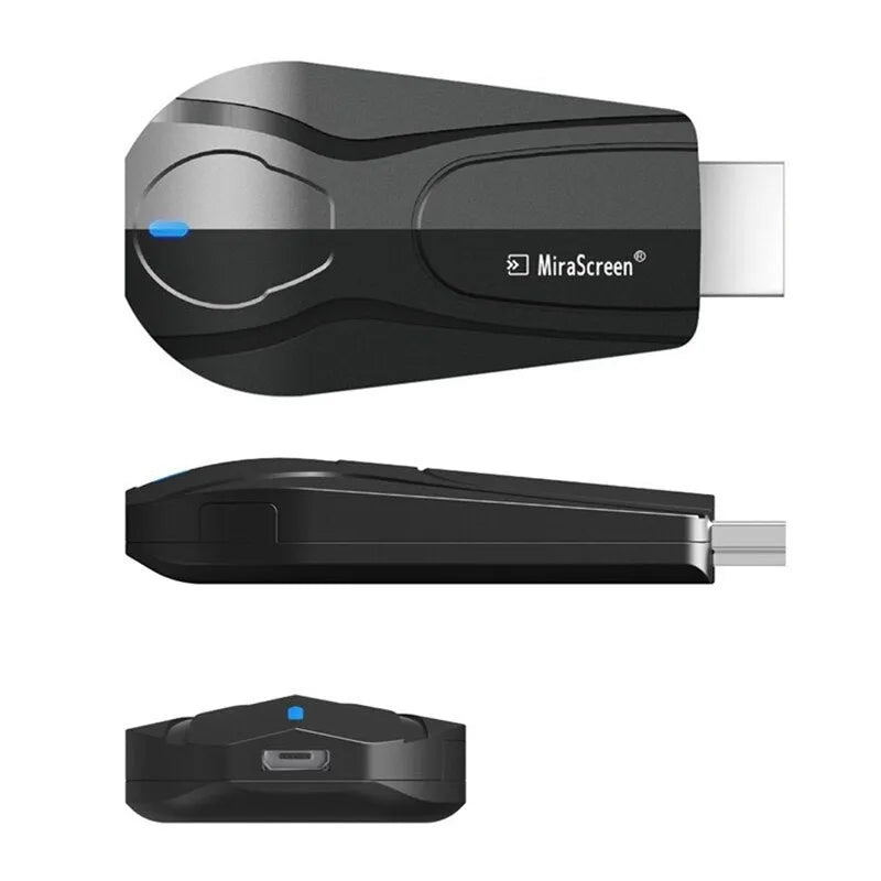 Black wireless screen player device for connecting smartphones to TVs via HDMI