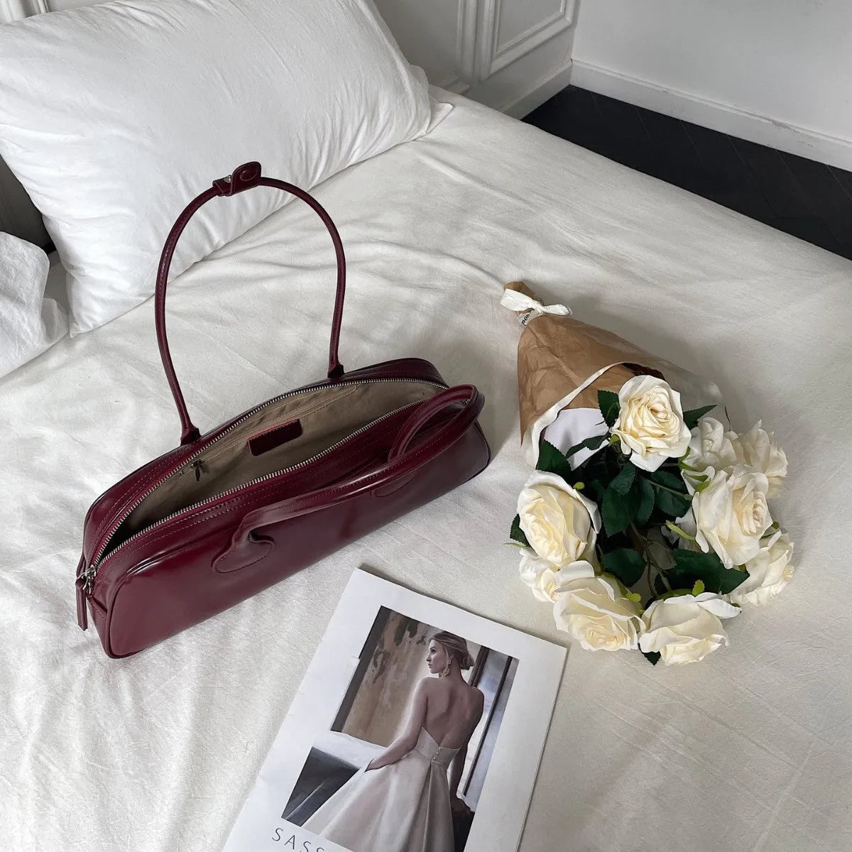 Women's genuine first layer cowhide oval single-shoulder bag 41cm European American retro style