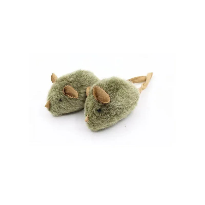 Funny plush mice cat toy with tail, soft flannel body, and lanyard for interactive play