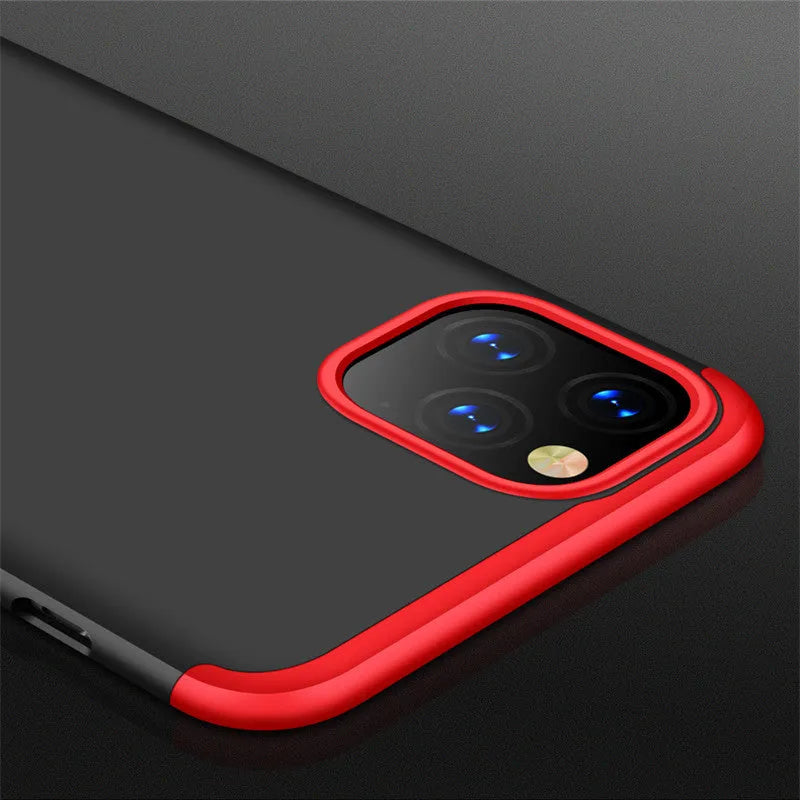 Three-section solid colour PC back cover case for Apple iPhone 11 in black