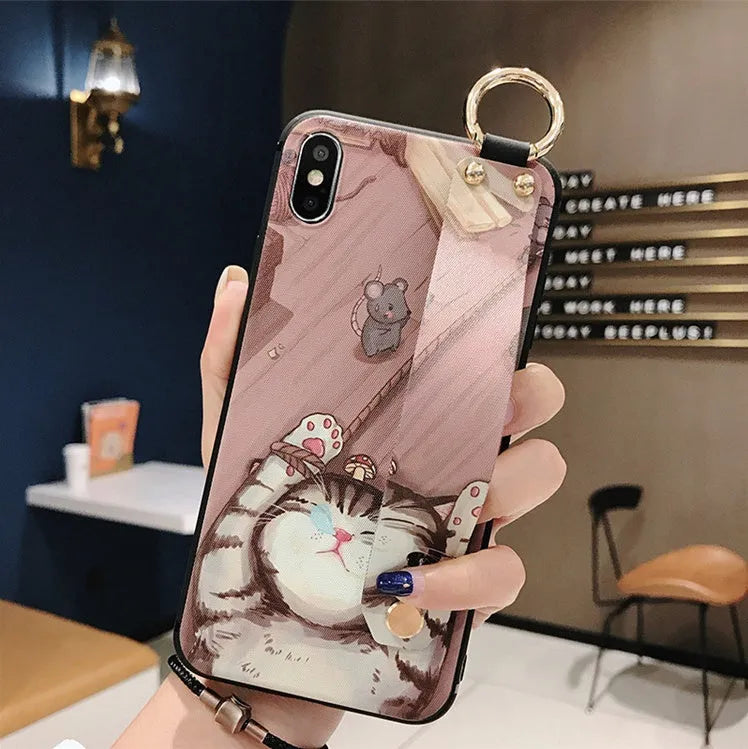 Samsung Galaxy phone case with a flip-out bracket stand on the back, shown in a simple style.