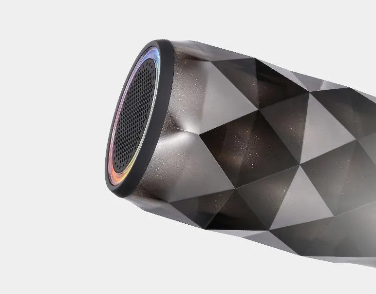 Black crystal diamond-cut Coke can shaped lantern speaker with colourful LED lighting effects