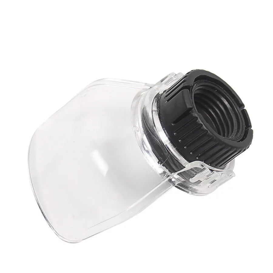 Transparent plastic Delta grinder horn cover with 17.5-19mm thread port for safety.