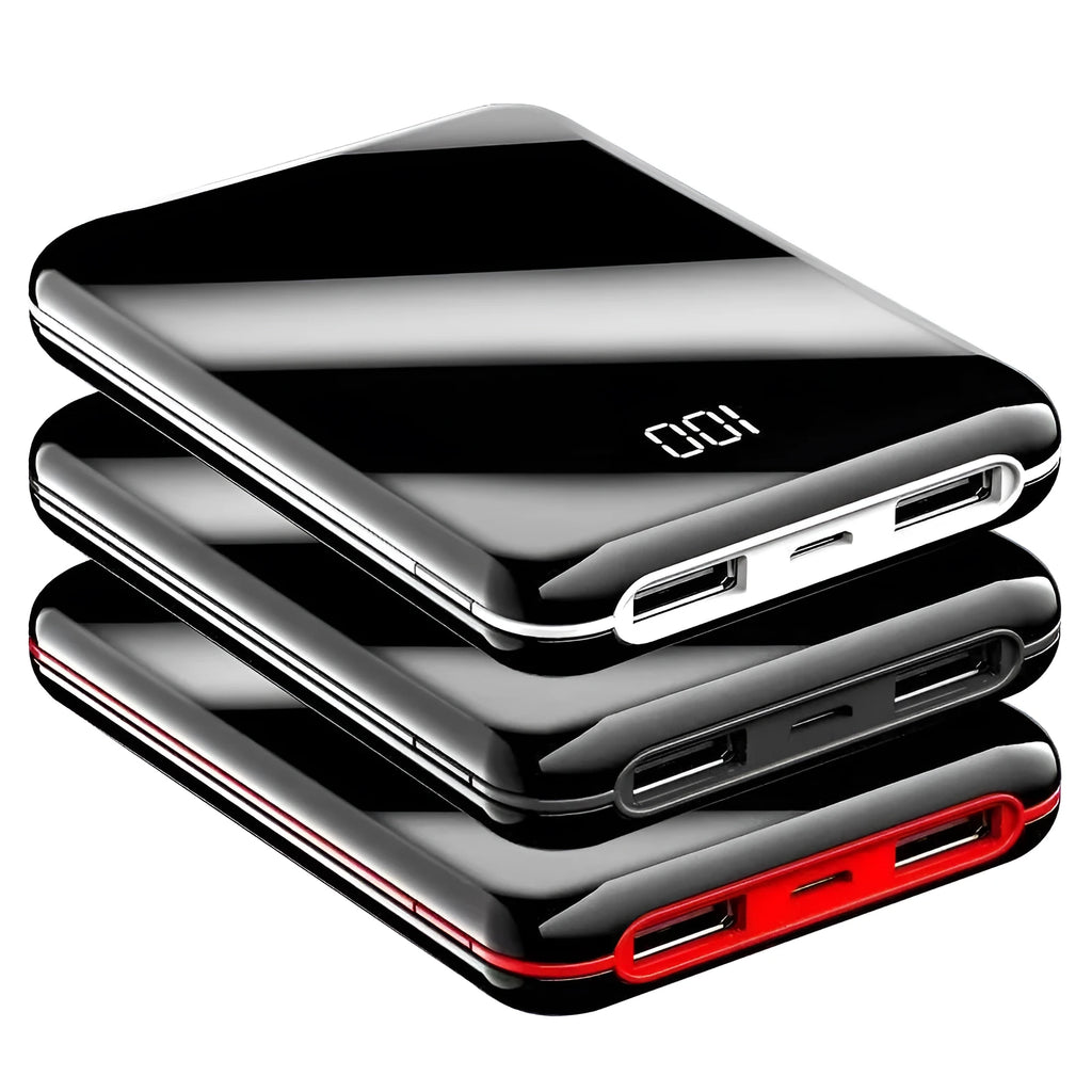 Mini LCD display power bank 10000mAh polymer cell black compact portable charger