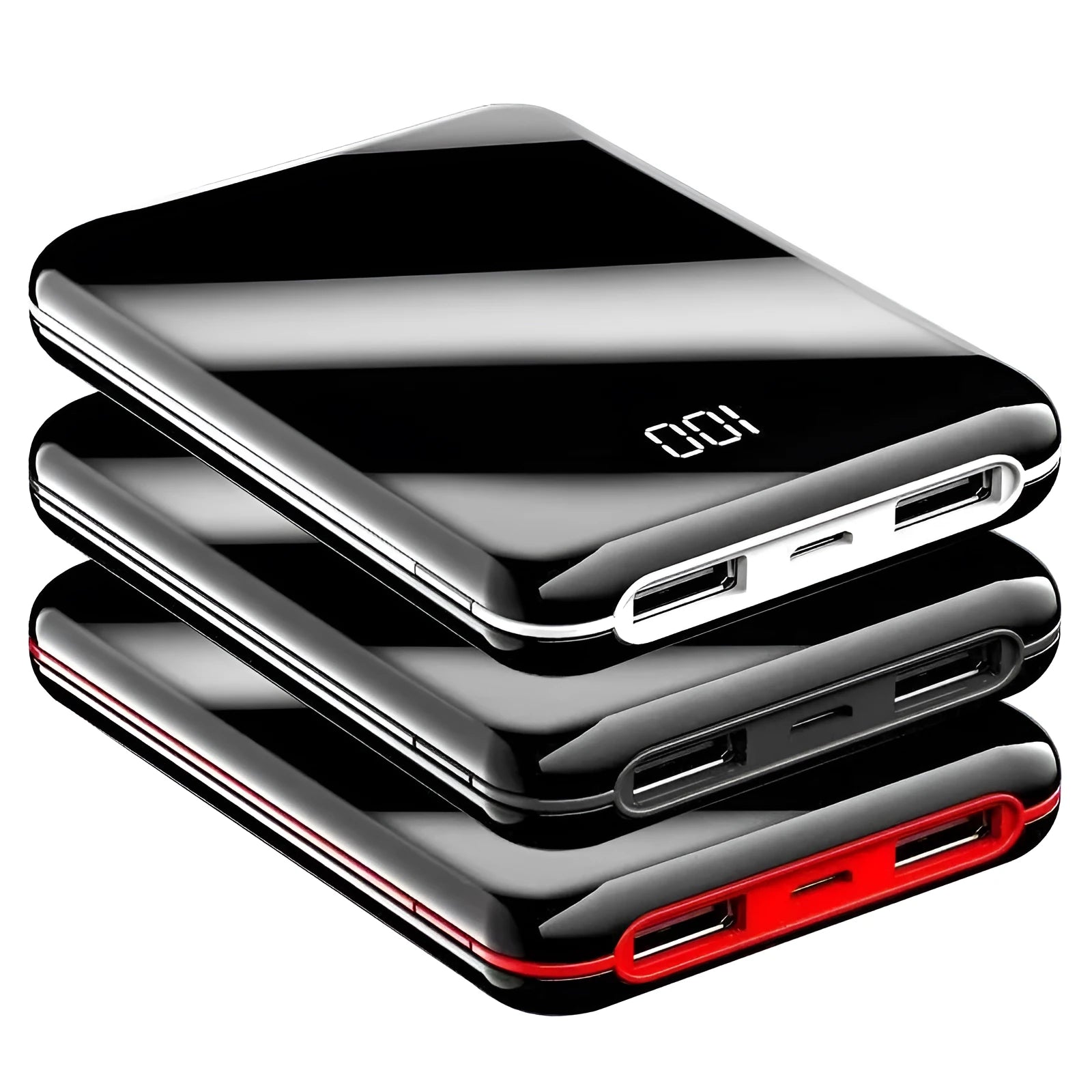 Mini LCD display power bank 10000mAh polymer cell black compact portable charger