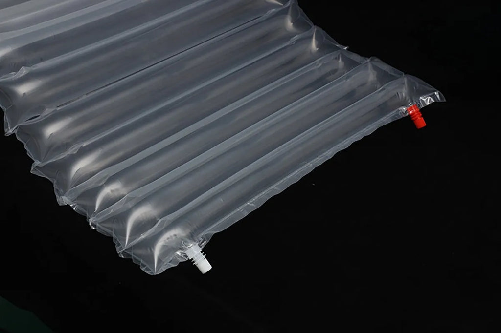 Transparent outdoor airbed showing dimensions of 200 cm length, 60 cm width, and 5 cm thickness
