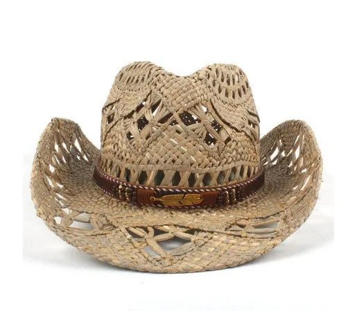 Handmade denim outdoor seaside beach sun hat in natural grass colour with bell crown