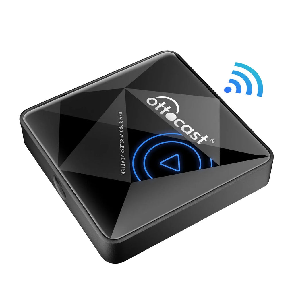 Black Wireless Car Bluetooth AIBOX with Type-C interface measuring 59x59x150mm