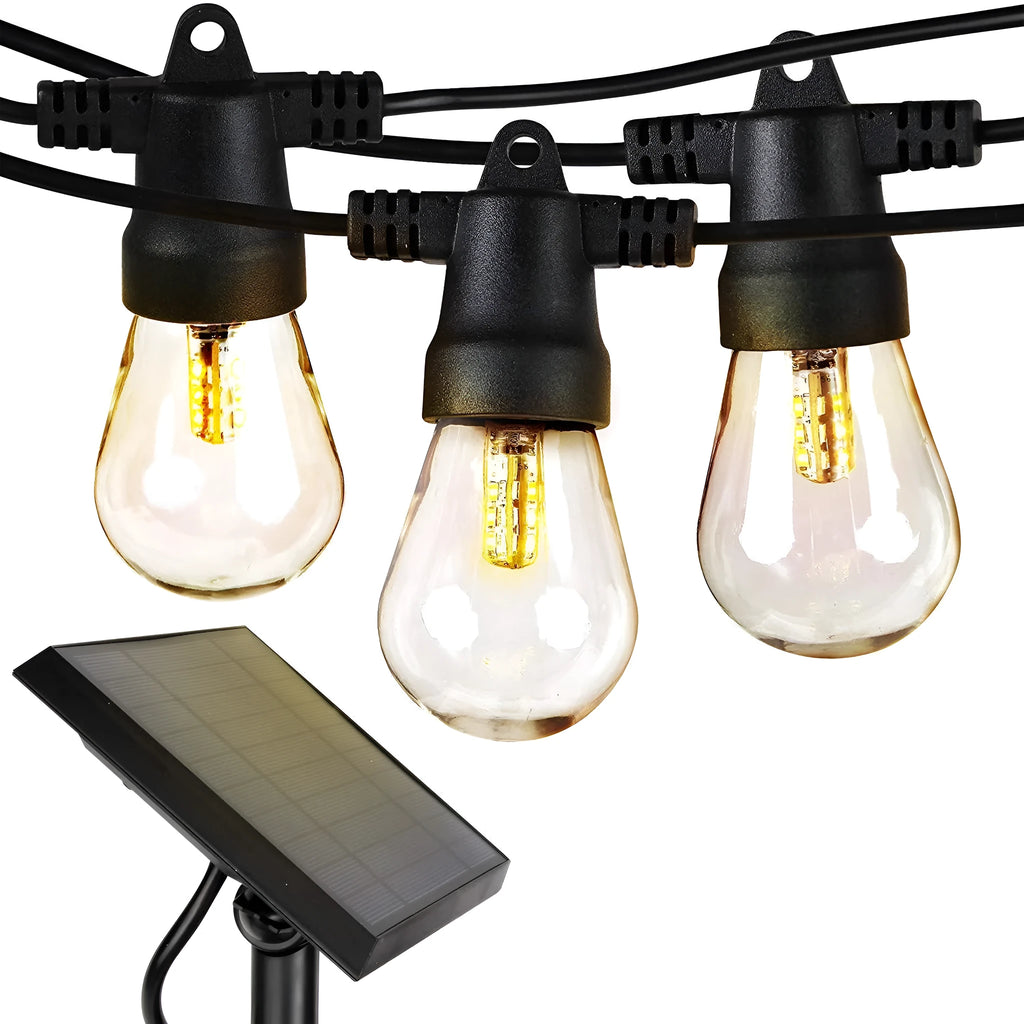 Waterproof solar-powered LED string lights with PVC shell for outdoor garden use