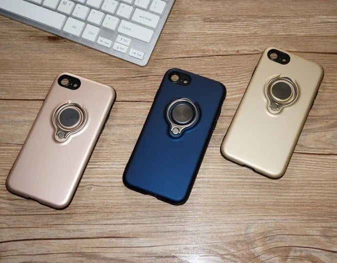 Solid colour magnetic back cover case for iPhone on a table, showing colour options.