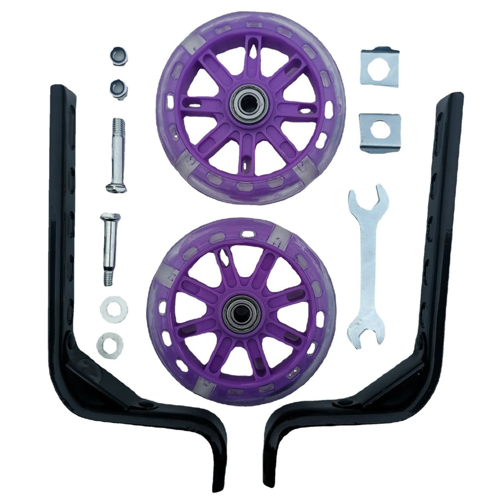 Children's glow auxiliary bicycle training wheel set with universal bracket in multiple colours