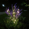74cm tall solar-powered lavender flower LED floor lamp for outdoor garden decoration.