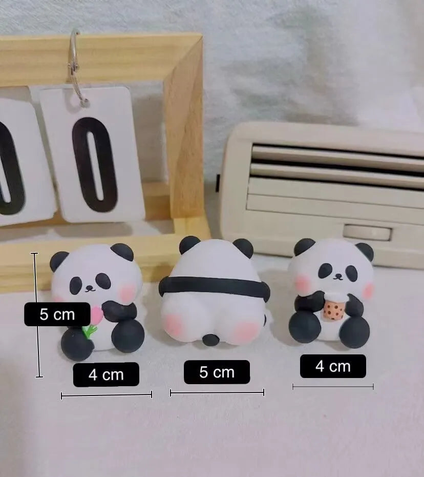 Panda car vent perfume diffuser with milk tea, flower and back panda designs