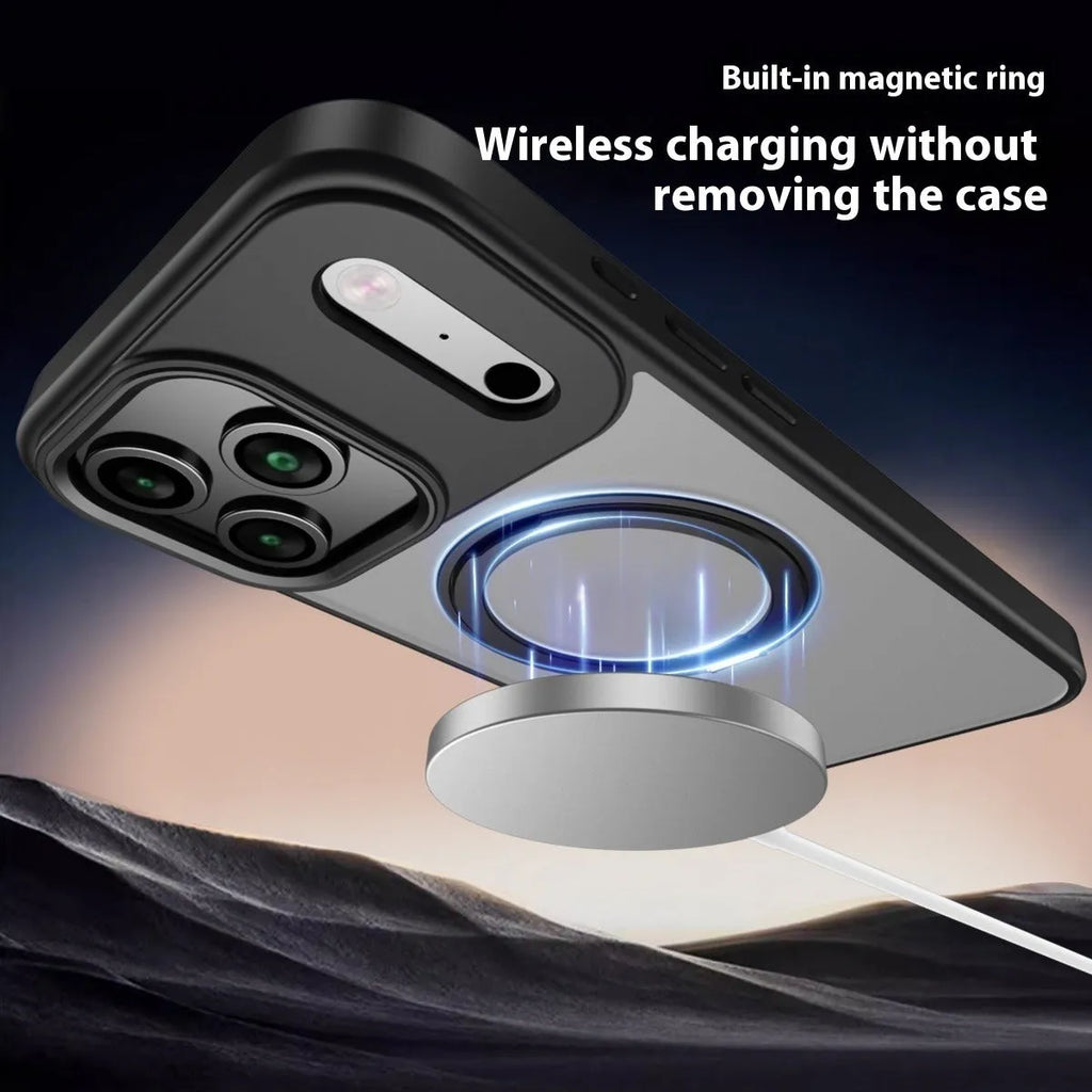 360 rotating magnetic phone case for iPhone 17 Pro Max in Desert Gold with invisible bracket