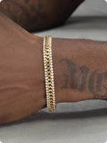 Gold tennis bracelet with titanium steel construction and artificial gemstone inlay for unisex hip hop styling