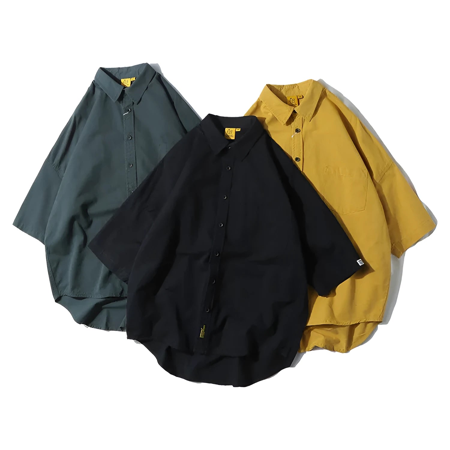 Men's Japanese style cotton summer shirt in loose cardigan fit
