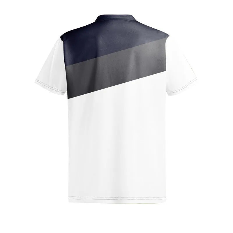 Men's loose grey T-shirt with a colourful 3D digital printed graphic design on the front.