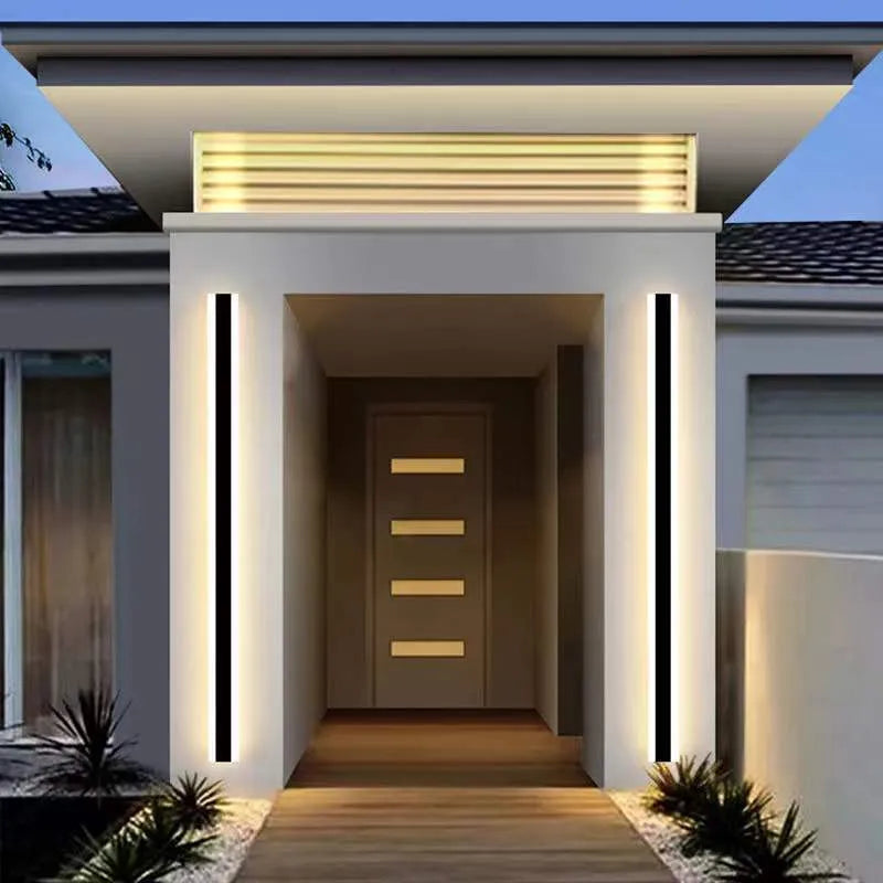 Outdoor waterproof line wall lamp with remote control showing adjustable length and three light colour options