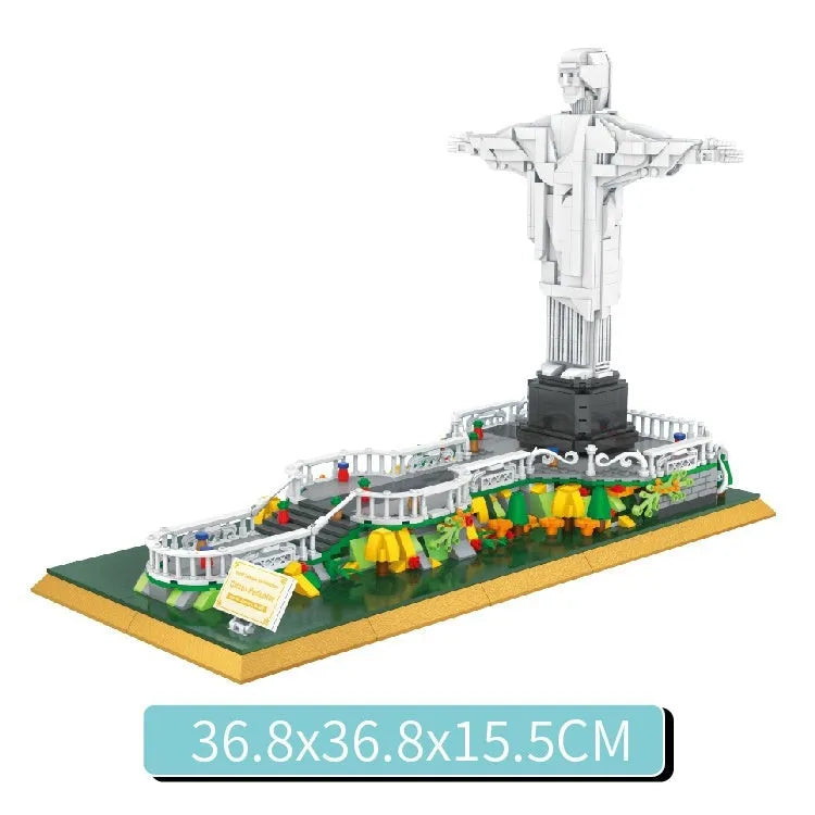 822 Brazil statue building blocks set with 1677 small plastic pieces in colour box