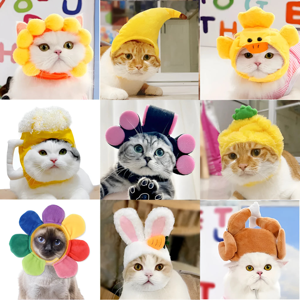 Sunflower cat headdress wig hat embroidered cloth pet costume accessory