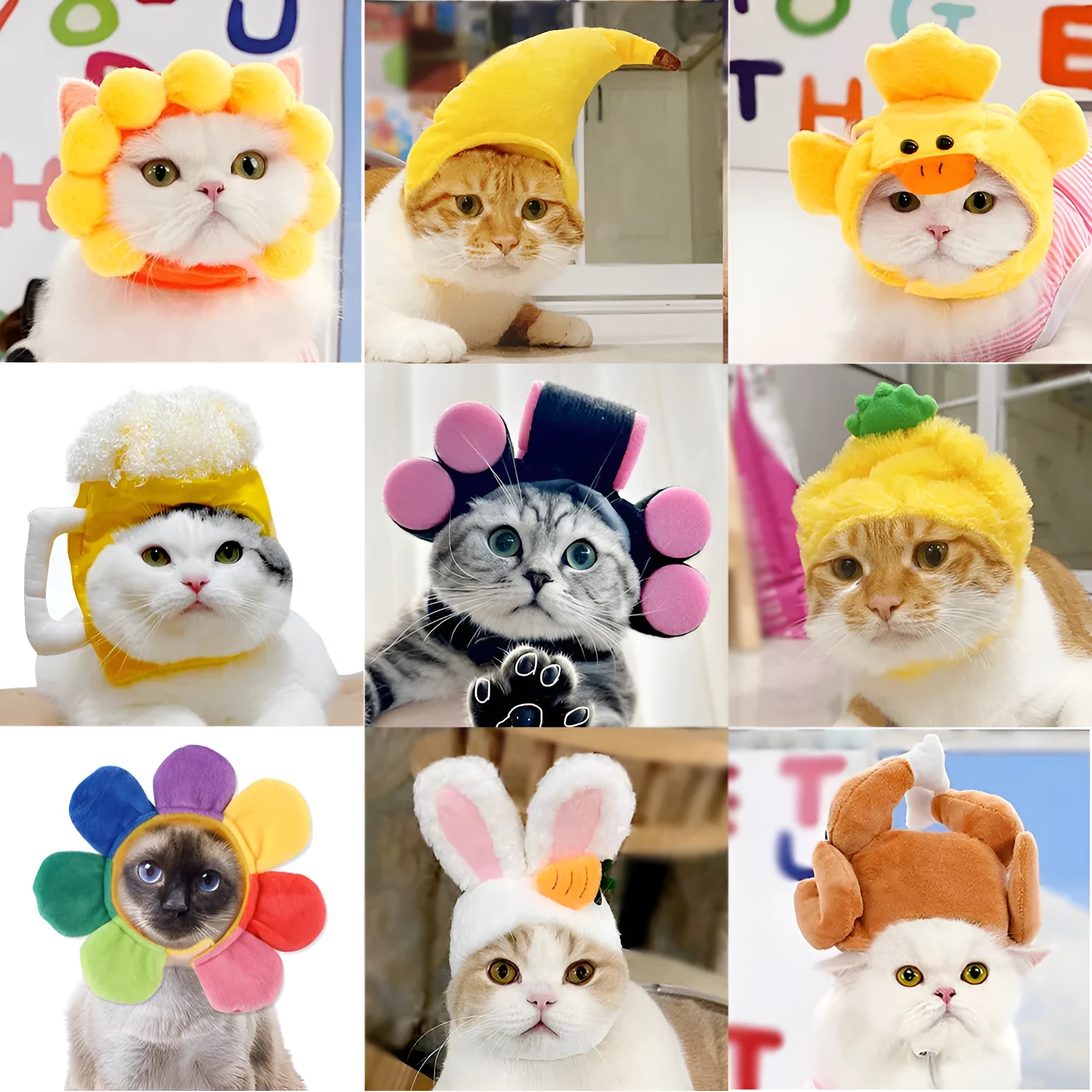 Sunflower cat headdress wig hat embroidered cloth pet costume accessory