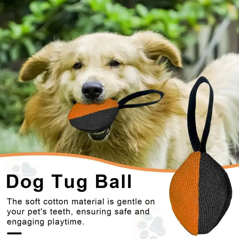 Linen tug toy with T-shaped pull tab, handcrafted in Europe from heavy-duty French linen, 14x11cm, available in blue