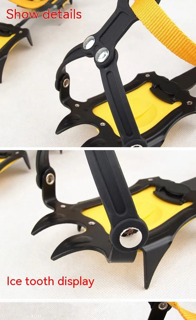 Professional non-slip shoe cover with ten steel teeth for snow and ice in yellow and orange